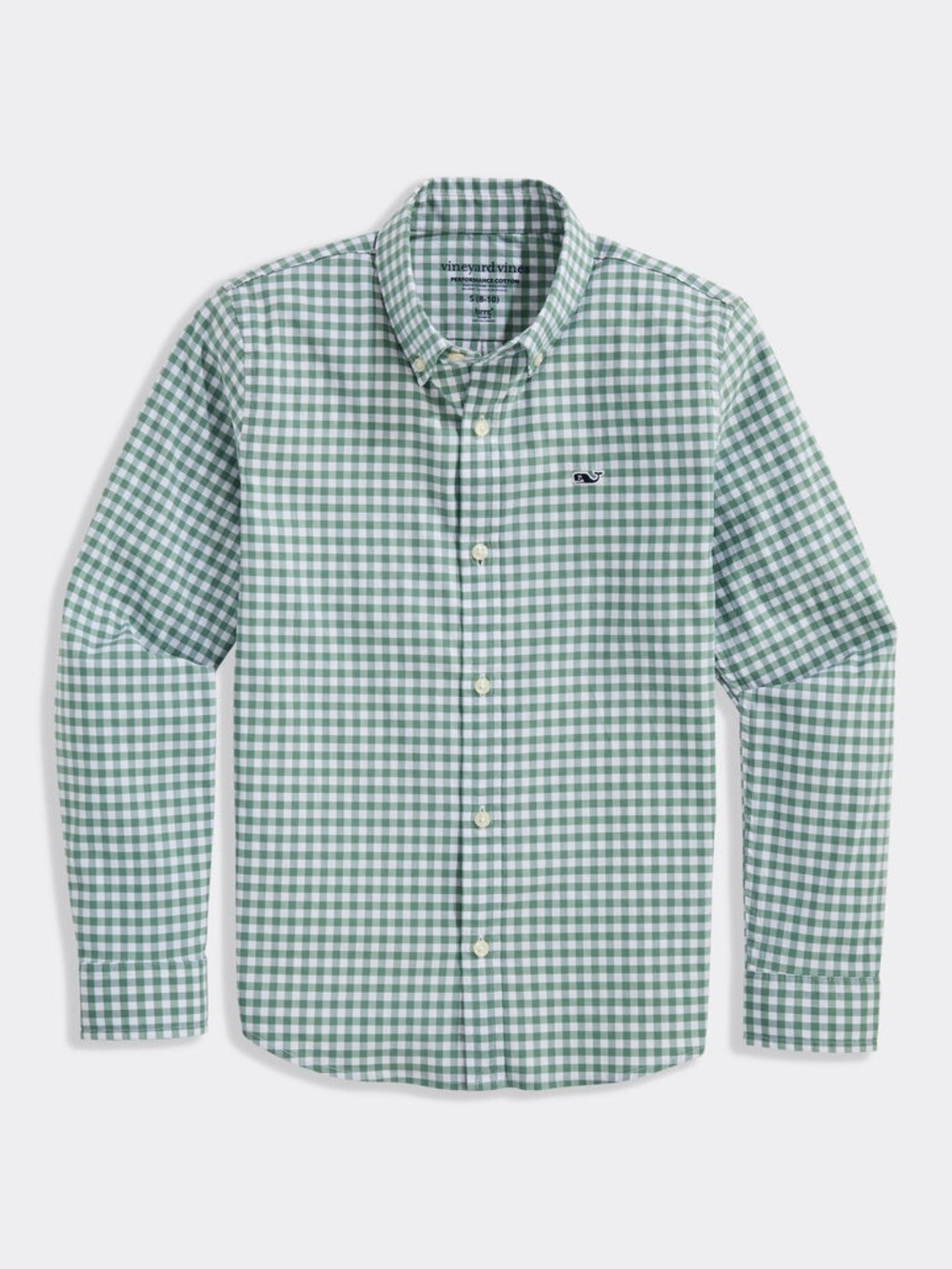 Boys Vineyard Vines Green Gingham Slim Fit Button-Down Shirt
